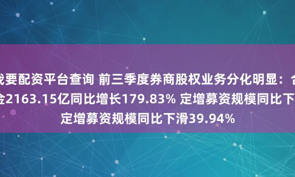 我要配资平台查询 前三季度券商股权业务分化明显：合计募集资金2163.15亿同比增长179.83% 定增募资规模同比下滑39.94%